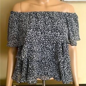 EXPRESS tiered layers off the shoulder blouse